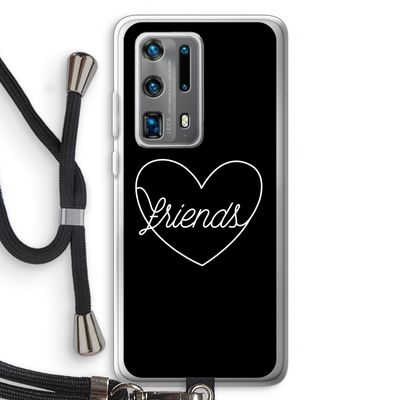 Friends heart black: Huawei P40 Pro Plus Transparant Hoesje met koord