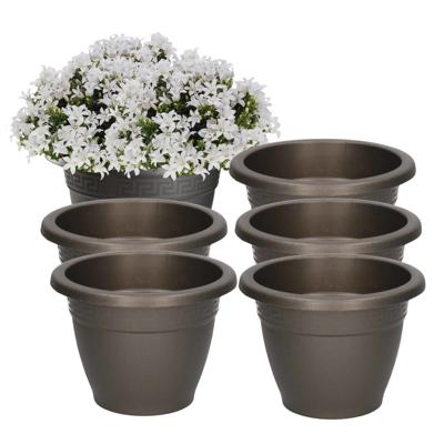 PlasticForte Plantenpot - 6x - antraciet - 14 cm - 1L - kunststof - voor buiten