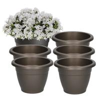 PlasticForte Plantenpot - 6x - antraciet - 14 cm - 1L - kunststof - voor buiten