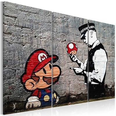 Schilderij - Super Mario Mushroom Cop by Banksy