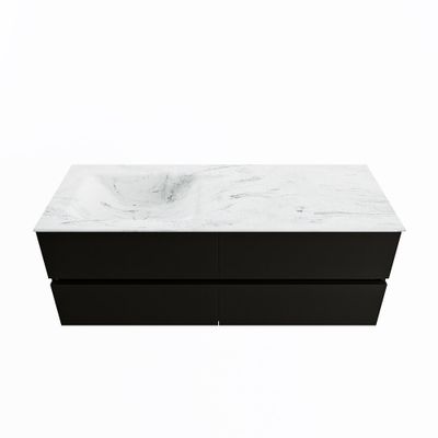 MONDIAZ VICA-DLUX 130cm badmeubel onderkast Urban 4 lades. Inbouw wastafel CLOUD links 1 kraangat, kleur Opalo.