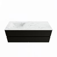 MONDIAZ VICA-DLUX 130cm badmeubel onderkast Urban 4 lades. Inbouw wastafel CLOUD links 1 kraangat, kleur Opalo.