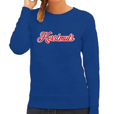 Kerstmuts foute Kerstsweater / Kersttrui blauw voor dames Kerstmuts foute Kerstsweater / Kersttrui blauw voor dames