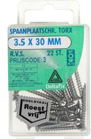 Sp.pl.schr.torx 3,5x30mm rvs 22st - Deltafix