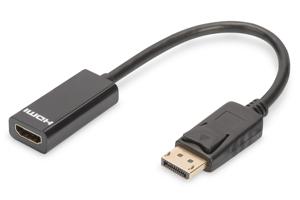 Digitus DB-340400-001-S DisplayPort / HDMI Adapter [1x DisplayPort stekker - 1x HDMI-bus] Zwart Rond, Afgeschermd (dubbel), Afsluitbaar, Geschikt voor HDMI
