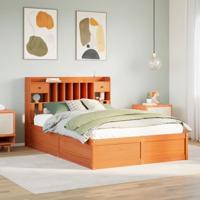 Bedframe zonder matras massief grenenhout wasbruin 150x200 cm