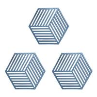 Krumble Pannenonderzetter Hexagon - Blauw - Set van 3