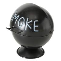 Terras asbak Smoke - met klepje - zwart - metaal - 15 cm - binnen/buiten