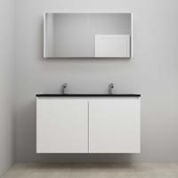 On-Line Badkamermeubelset - 120 cm - Voorgemonteerd - Greeploze Ladestructuur - Acryl Wastafel - 2 Kraangaten - Spiegelkast - Mat Wit - V02