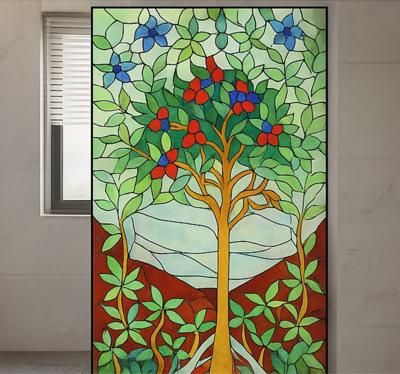 Boom glas in lood douchedeur sticker