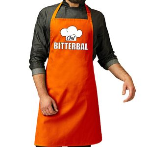 Schort chef bitterbal oranje voor heren - Koningsdag/ Nederland/ EK/ WK - Feestschorten