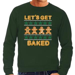 Foute Kersttrui/sweater voor heren - Lets get baked - wiet - groen