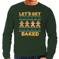 Foute Kersttrui/sweater voor heren - Lets get baked - wiet - groen - thumbnail