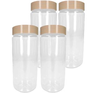 Voorraadpot/bewaarpot - 4x - 550 ml - kunststof - beige - B7 x H16 cm