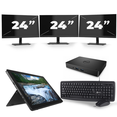 Dell Latitude 5290 - Intel Core i3-8e Generatie - 12 inch - 8GB RAM - 256GB SSD - Windows 11 + 3x 24 inch Monitor