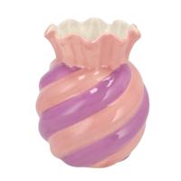 Bloemenvaas Sweety - boeket vaas - keramiek - roze/paars - 13 x 16 cm