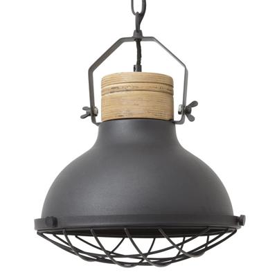 Brilliant Landelijke hanglampEmma Ø 30cm zwart met houtbruin - 93571/86