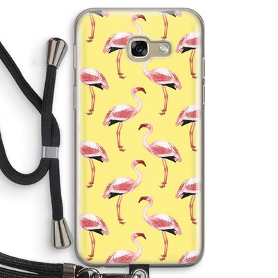 Flamingo's geel: Samsung Galaxy A5 (2017) Transparant Hoesje met koord