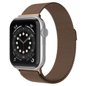 Bandje geschikt voor Apple Watch 42/44MM - Geschikt voor Series 1/2/3/4/5/6/7/8/9/SE/Ultra 1&2 - Maat One Size - Horlogebandje - Milanees - Bruin