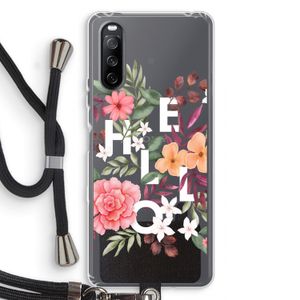 Hello in flowers: Sony Sony Xperia 10 III Transparant Hoesje met koord