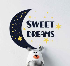 Tekst stickers Zoete dromen met maan en sterren