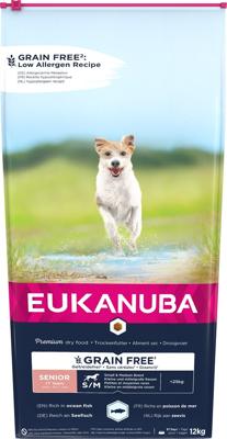 EUKANUBA Grain Free Senior small/medium breed, Ocean fish - droog hondenvoer - 12 kg