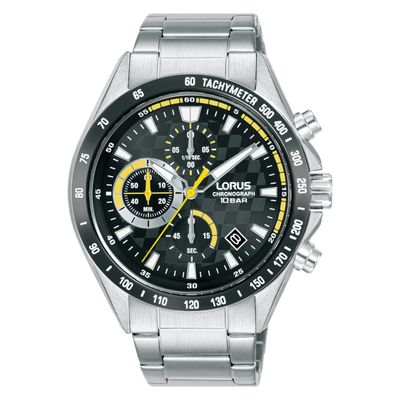 Lorus RM313JX9 Horloge Chronograaf staal zilverkleurig-zwart 43,5 mm