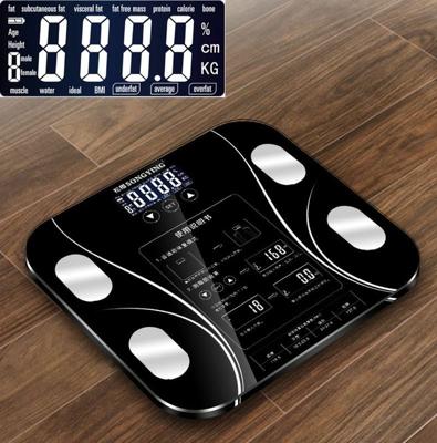 LCD display Body elektronische slimme weegschalen badkamer schaal digitale menselijke gewicht schalen (zwart)