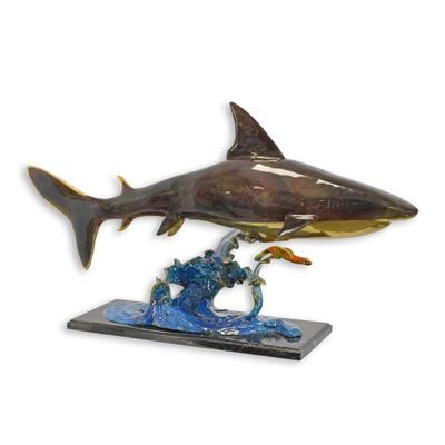 A BRONZE SCULPTURE OF A SHARK