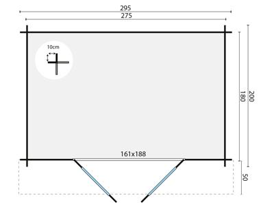 Blokhut - Tuinhuis Anja | 28 mm | vuren grijs geïmpregneerd