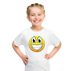 Emoticon t-shirt super vrolijk wit kinderen