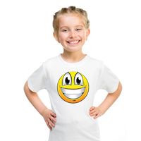 Emoticon t-shirt super vrolijk wit kinderen XL (158-164)  -