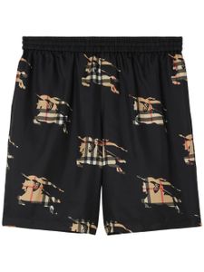 Burberry short élastiqué en soie à imprimé EKD - Noir