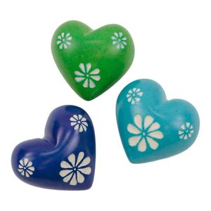 Geluksstenen Bloemen Groen/Aqua/Blauw (Set van 3)