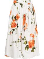 ERDEM jupe en popeline à fleurs imprimées - Blanc ERDEM jupe en popeline à fleurs imprimées - Blanc