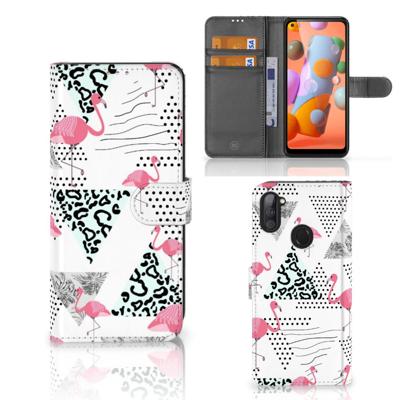 Samsung Galaxy M11 | A11 | Telefoonhoesje | Met pasjeshouder | Flamingo Triangle