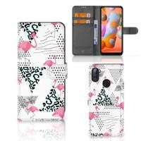 Samsung Galaxy M11 | A11 | Telefoonhoesje | Met pasjeshouder | Flamingo Triangle
