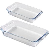 Ovenschaal set 2-delig - rechthoek - glas - 1,6L en 3L