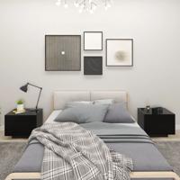 Nachtkastje 100x35x40 cm bewerkt hout zwart - thumbnail