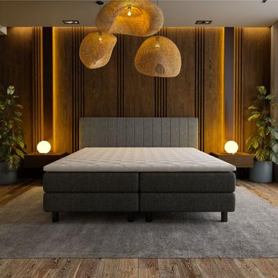 2-Persoons Boxspring Hotel - Beam - Antraciet 180x200 cm - Pocketvering - Inclusief Topper - Dekbed-Discounter.nl