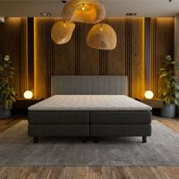 2-Persoons Boxspring Hotel - Beam - Antraciet 140x200 cm - Pocketvering - Inclusief Topper - Dekbed-Discounter.nl