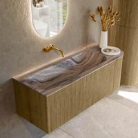 Badmeubel Mondiaz Kurve-Dlux | 125 cm | Meubelkleur Dusk | Wastafelkleur Sombra | Solid surface | Wasbak linker zijde spoelbak | Zonder kraangat(en)