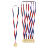 Verkleed medailles met lint - Winner - 6x - goud - kunststof - 3.5 cm - speelgoed