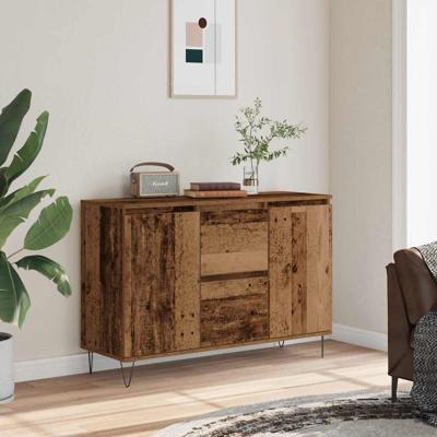 Dressoir 104x35x70 cm bewerkt hout oud houtkleurig