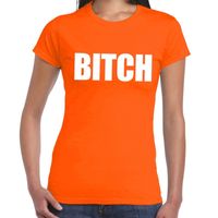 BITCH tekst t-shirt oranje dames