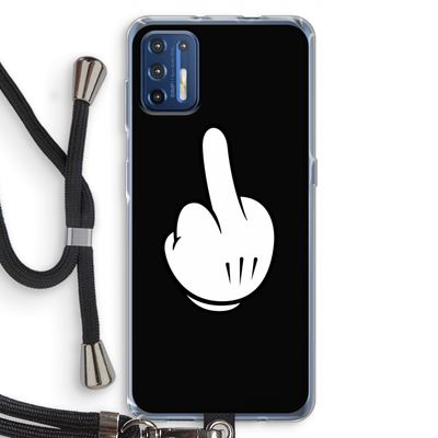 Middle finger black: Motorola Moto G9 Plus Transparant Hoesje met koord