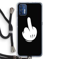 Middle finger black: Motorola Moto G9 Plus Transparant Hoesje met koord