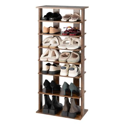 7-Niveaus Dubbele Rij Schoenenrek Verticale Houten Schoenorganizer Schoenenopslag 47 x 25,5 x 110 cm Rustiek Bruin