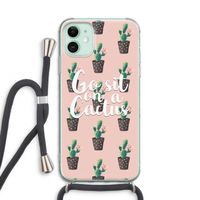 Cactus quote: iPhone 11 Transparant Hoesje met koord