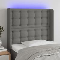 Hoofdbord LED 93x16x118/128 cm stof donkergrijs